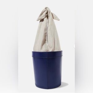 STAUD BRITT LEATHER AND CANVAS BUCKET WOMEN BAG IN NAVY MULTI NWT​​​​